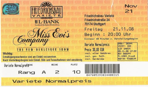 Eintrittskarte zu Ms. Evi's Company